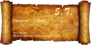 Sporer Tibor névjegykártya